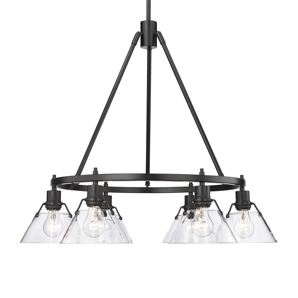 Yep by Golden Lighting Orwell 6-light Chandelier in Matte Black and Clear Glass